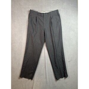 LL Bean Comfort Waist Wool Dress Pants Men 40x34 Dark Grey Straight Leg